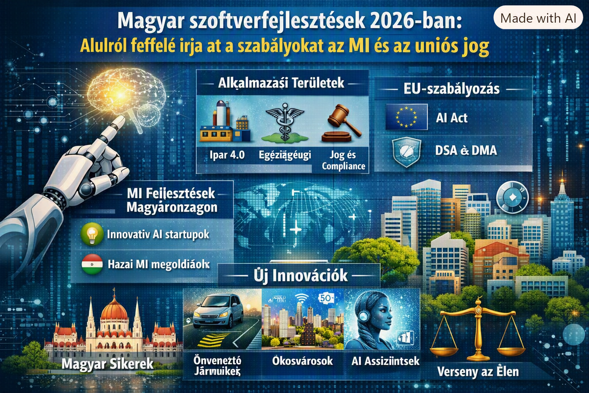 Magyar szoftverfejlesztések 2026-ban: alulról felfelé írja át a szabályokat az MI és az uniós jog